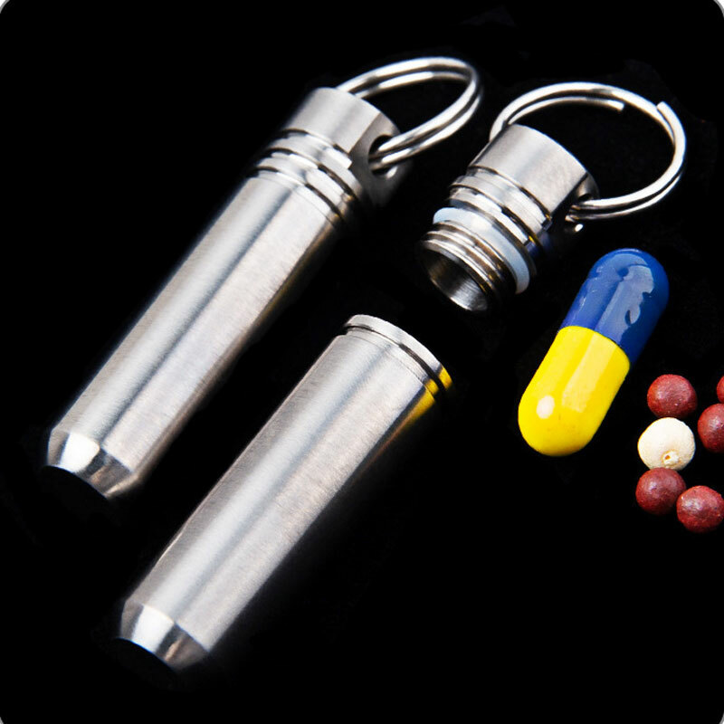EDC Mini Titanium Alloy Keychain Waterproof Box Sealed Container Outdoor Storage