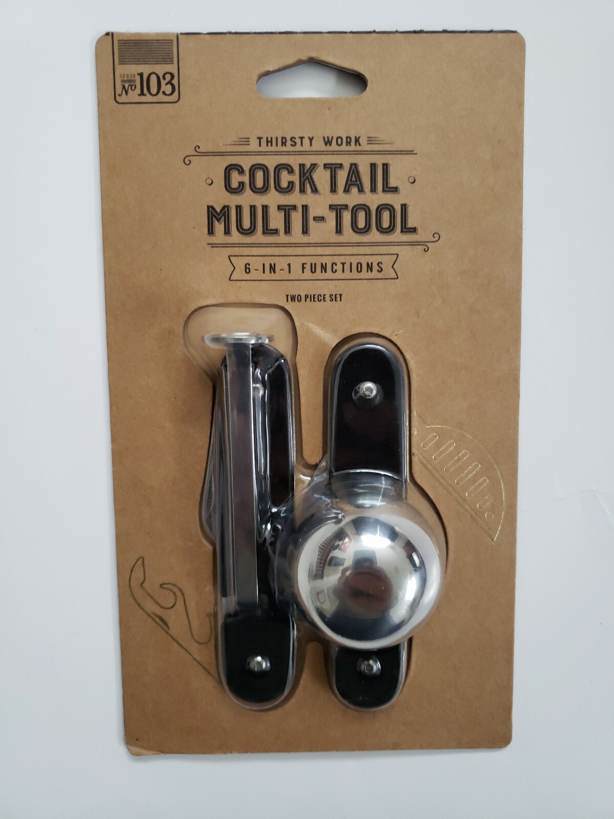 Cocktail Multi-Tool – 6-IN-1 Functions – Two Piece Set – New in Orig Pkg