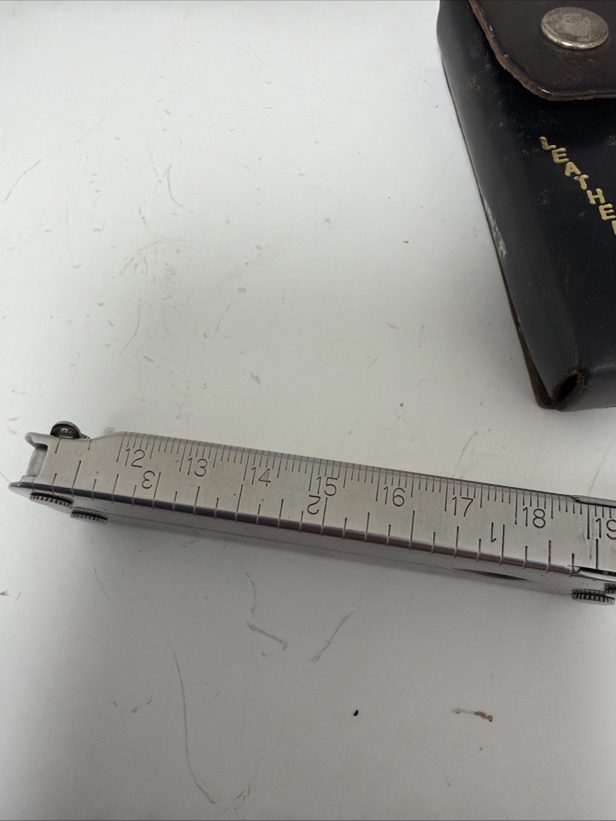 Leatherman Multi Tool With Leather Case VTG U.S.A. PST #1325473 *damaged blade