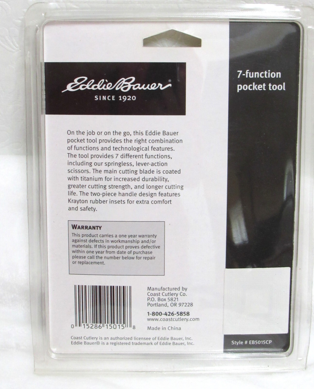 Eddie Bauer 7-Function Pocket Tool Knife, Screwdrivers, Scissors, Carabiner New