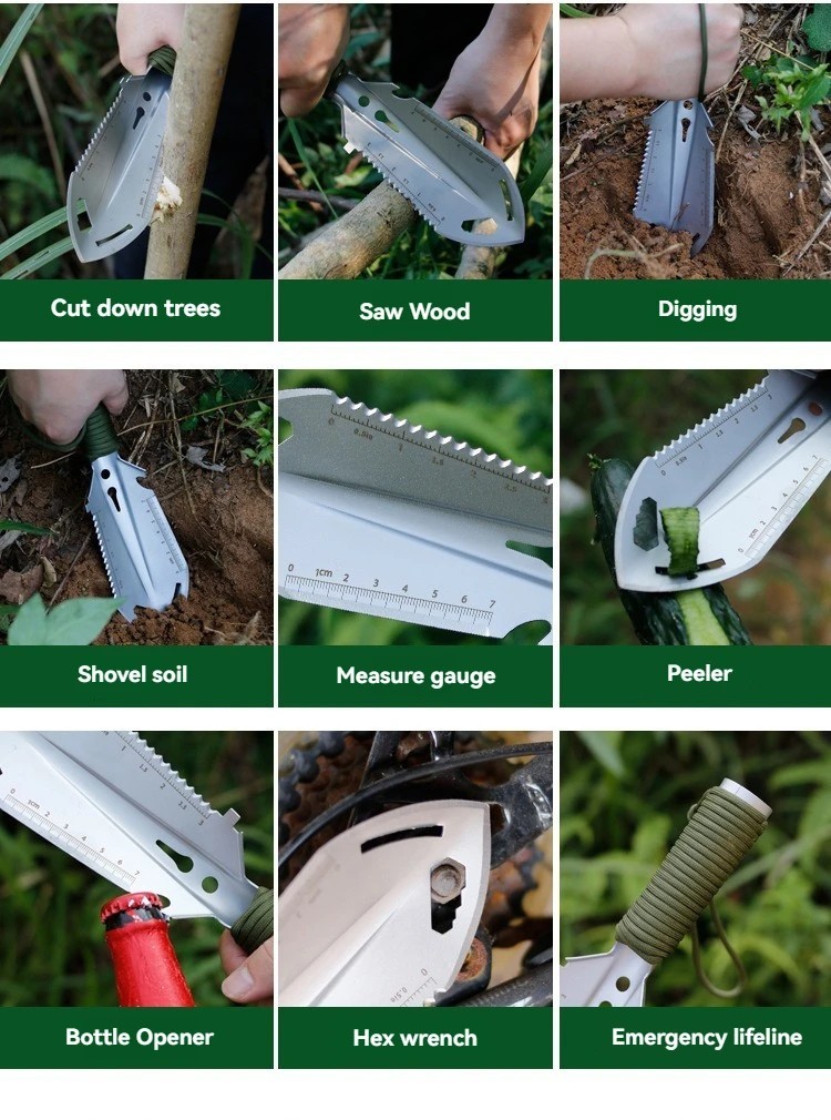 Camping Survival Shovel Stainless Steel Multifunction Tool.