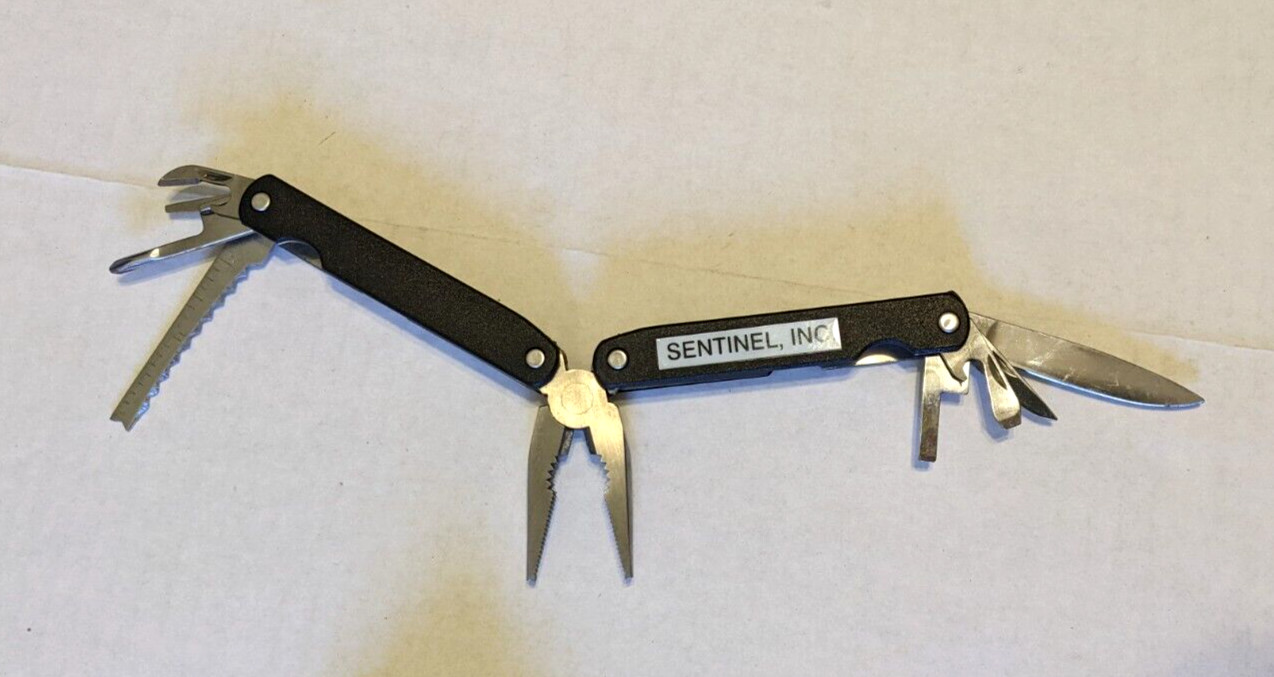 VINTAGE SENTINEL 12 FUNCTION MULTI-TOOL / CAMPING SURVIVAL SET, BELT POUCH