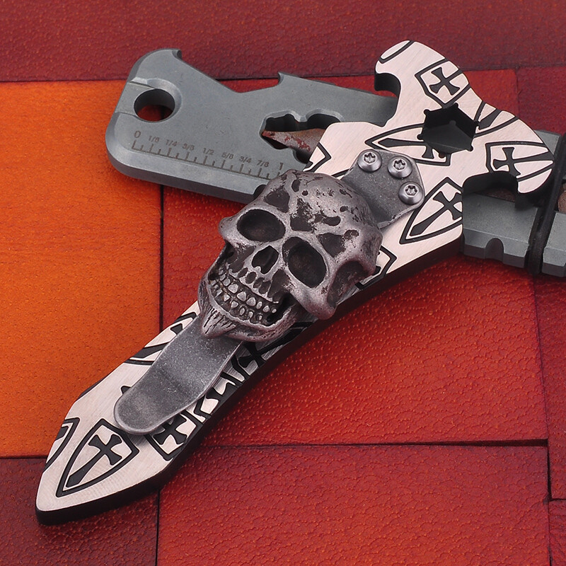 New Titanium Steel Portable Screwdriver Bottle Opener Key Chain Skull Pendant