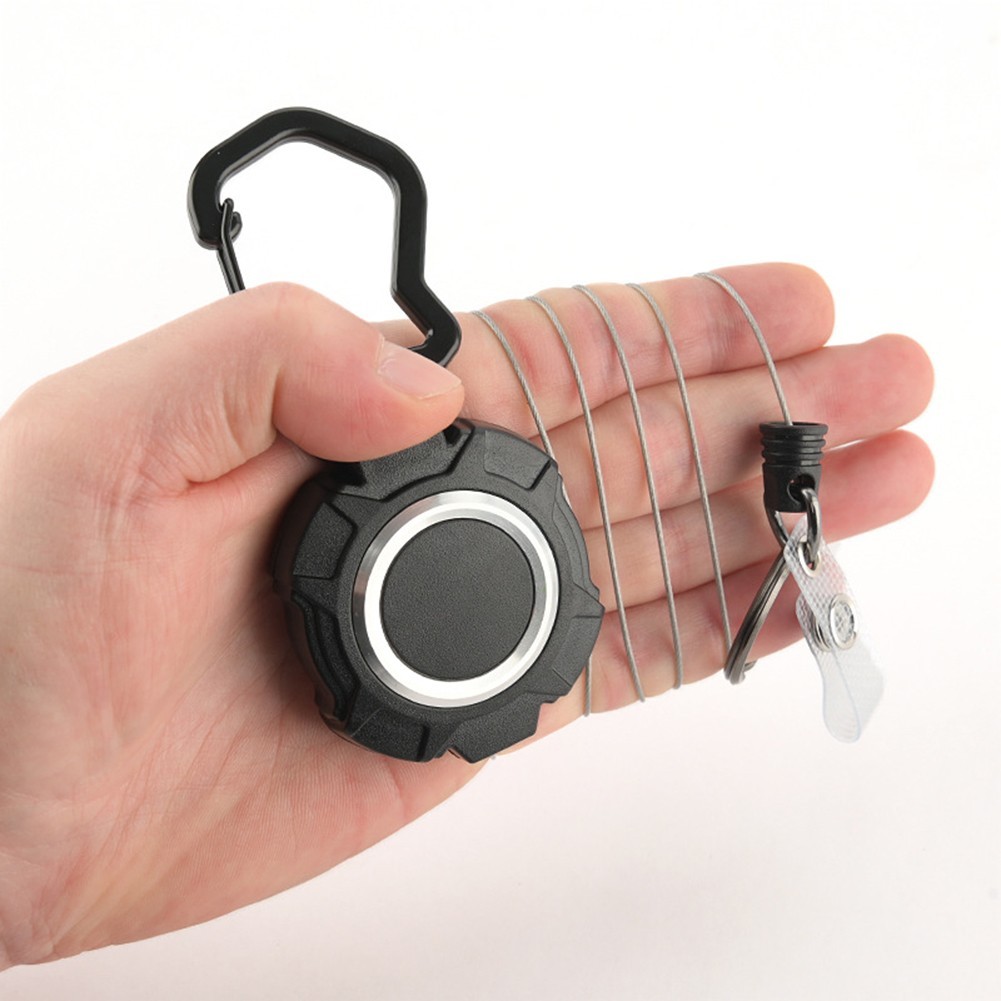 Practical Retractable Keychain with Long Steel Cord and Easy Retraction