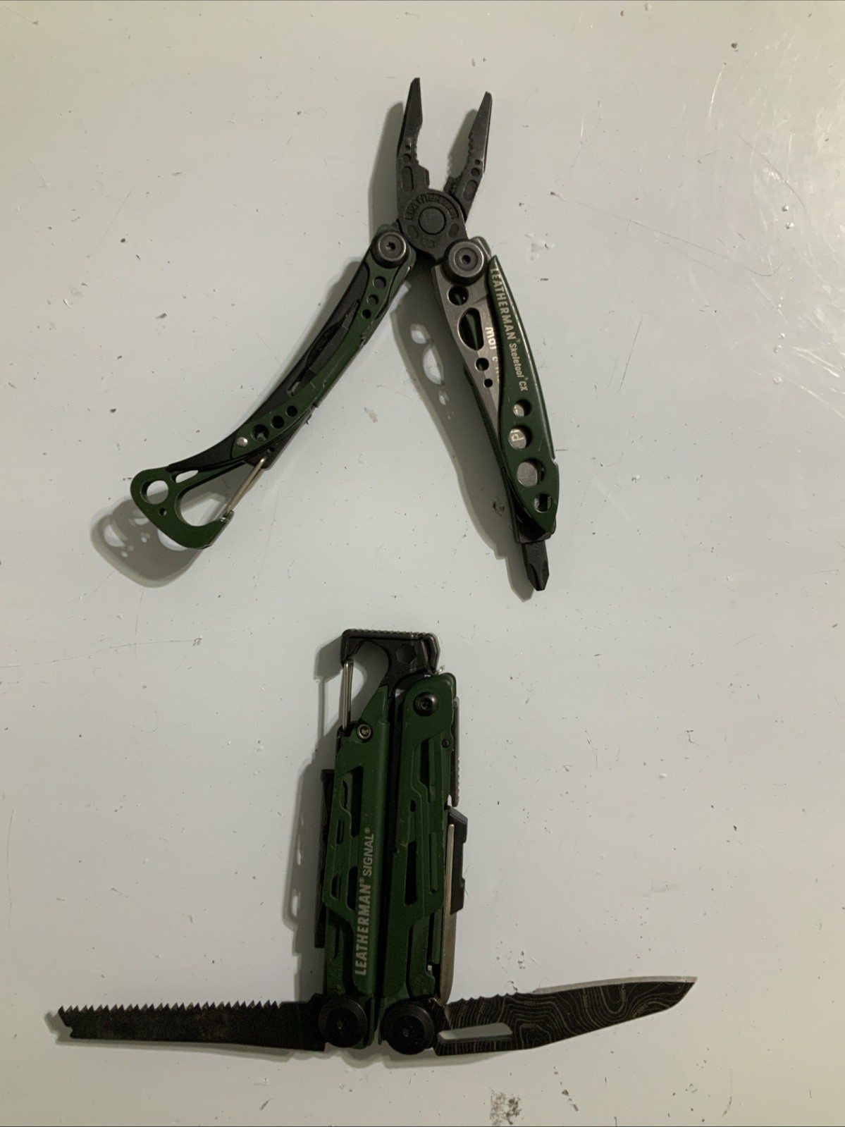 Leatherman SIGNAL & Skeletool CX TOPO Multi-Tool Green Good Condition