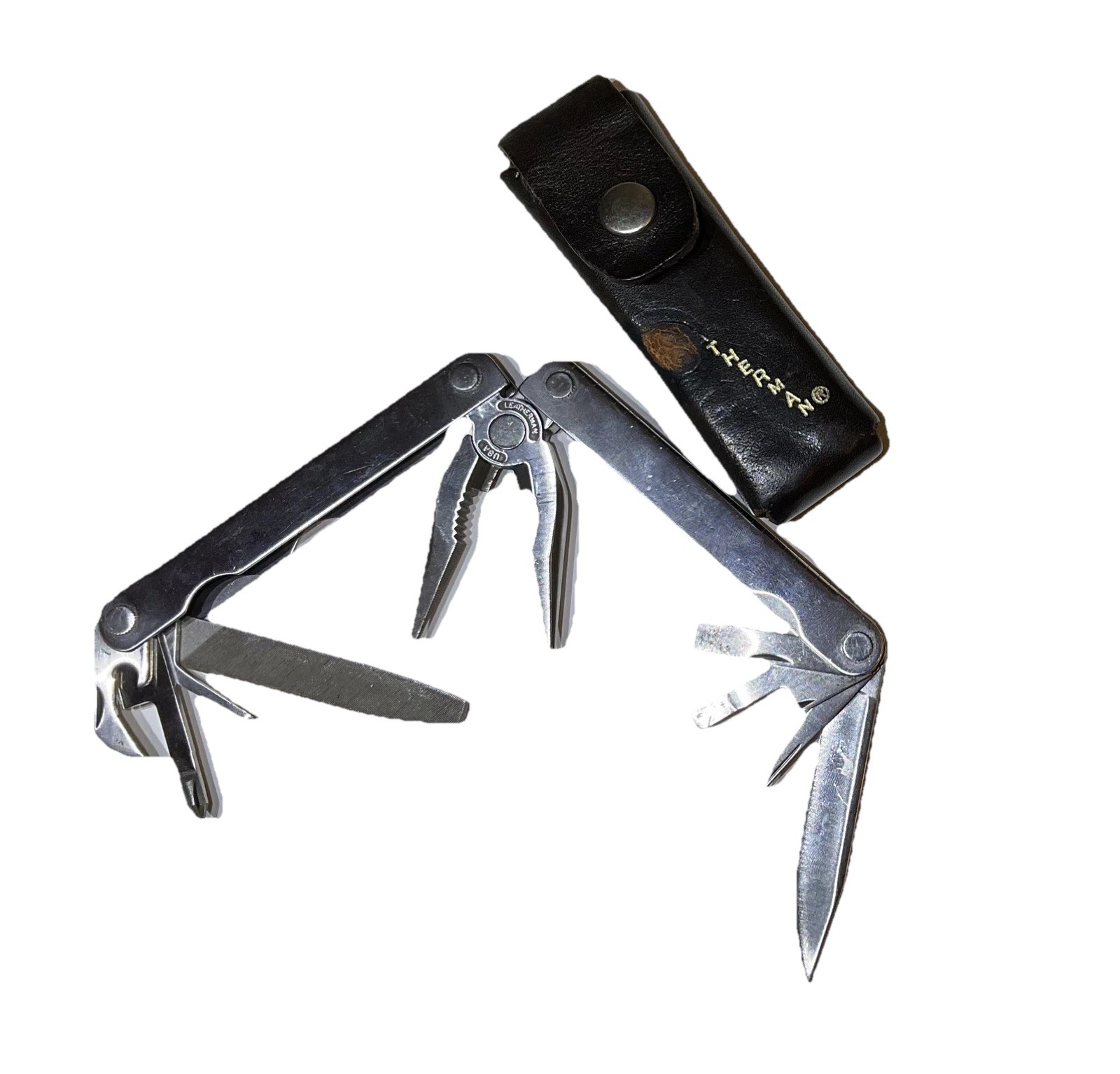 ORIGINAL LEATHERMAN TOOL WITH SHEATH. PAT#1325473. BORN 0493, PORTLAND OREGON.