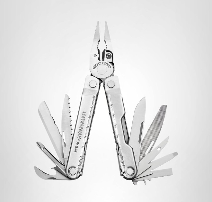 Leatherman Rebar Multi-Tool with Leather Sheath!!! Stainless! steel color