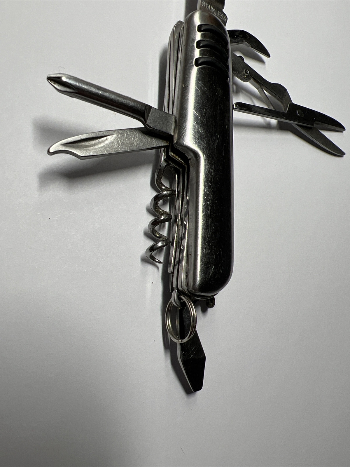 Stainless Steel Multi Tool 7-in-1 Pocket Knife Can Opener Corkscrew Scissors