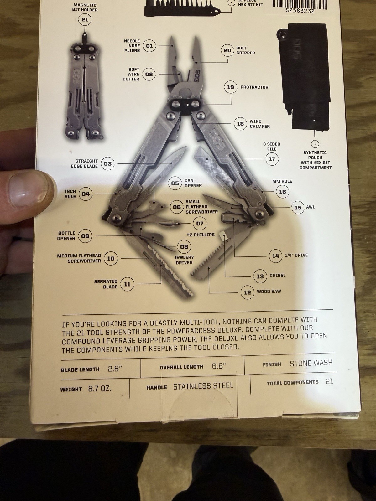 Sog -Power Access Deluxe 21 Function Multitool -Bnew In Clamshell