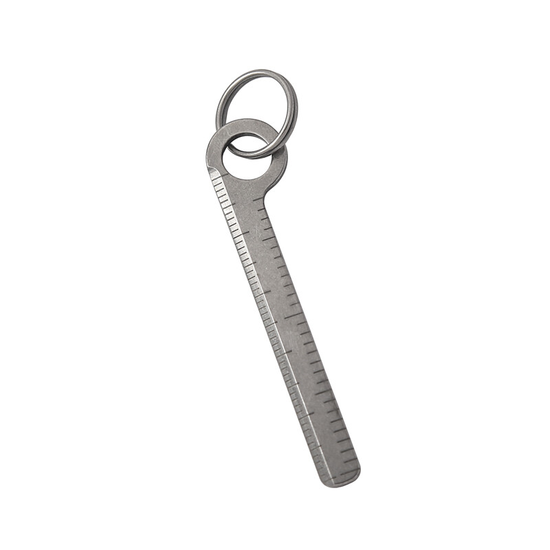 EDC Mini Titanium Ruler CM Inch Scale Keychain Pendant Key Ring Measuring Tool
