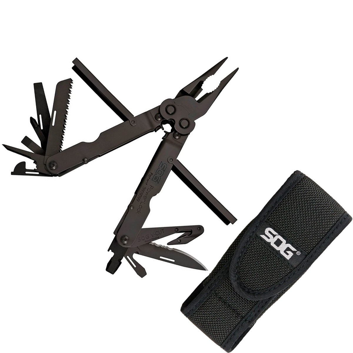 SOG EOD PowerLock Multi-Tool W/ Pivoting Handles Black Stainless Construction