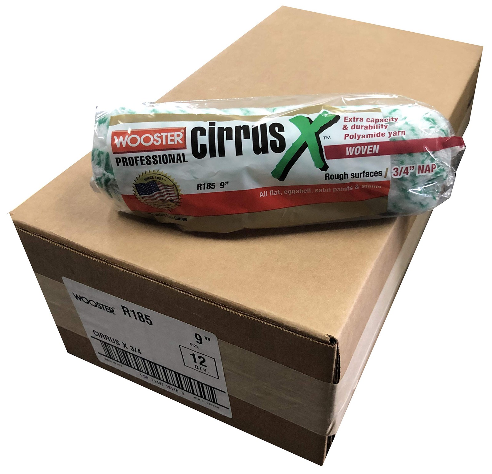 Brush Cirrus X R185 9 inch Paint Roller Cover 3/4 inch Nap – Pack of 12