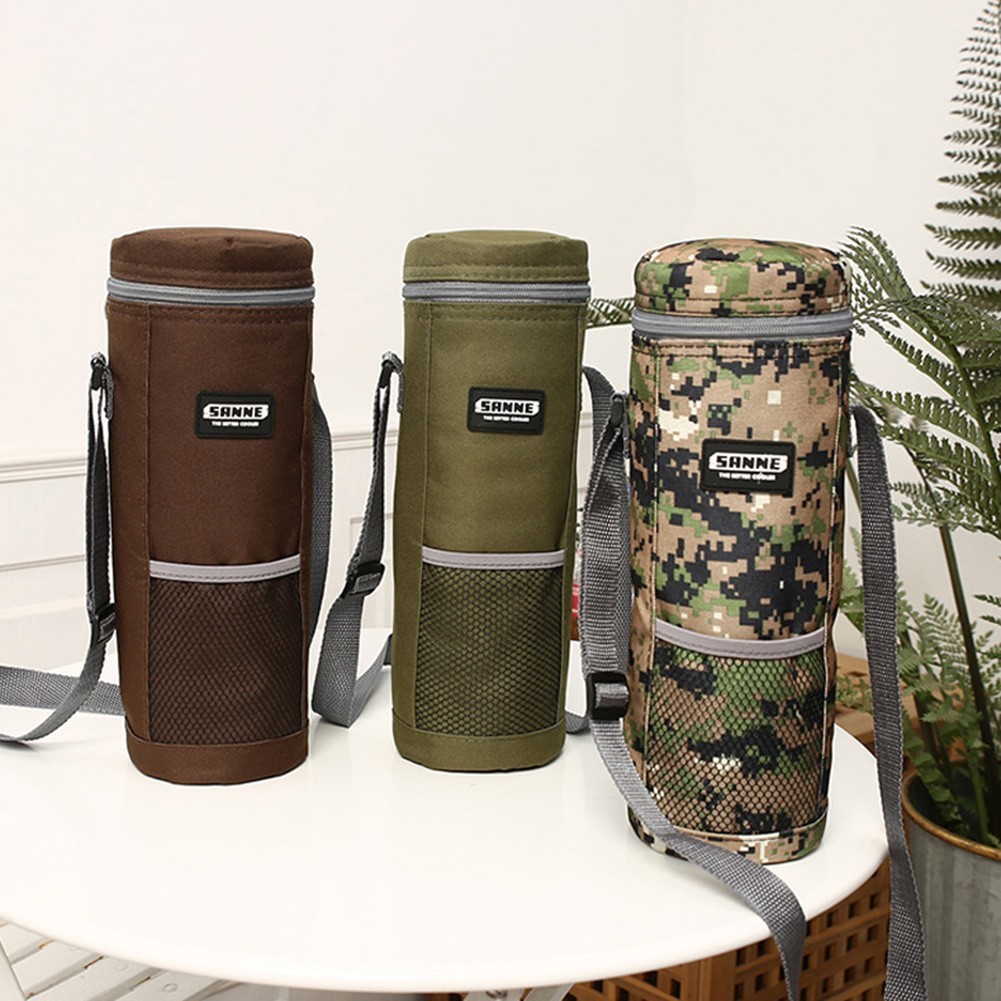 Insulated Cylinder Shoulder Strap Bag for Convenient Water Bottle Storage