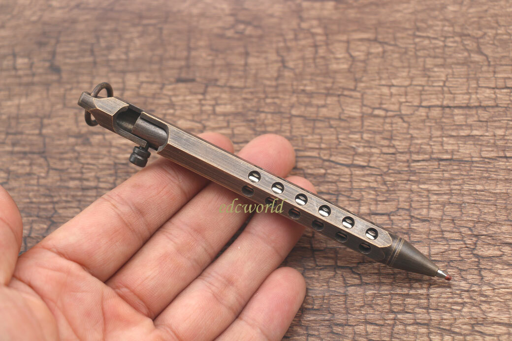 EDC Handmade Six-Edge Brass Pen Practical Ballpoint Pen Pocket Keychain Pen