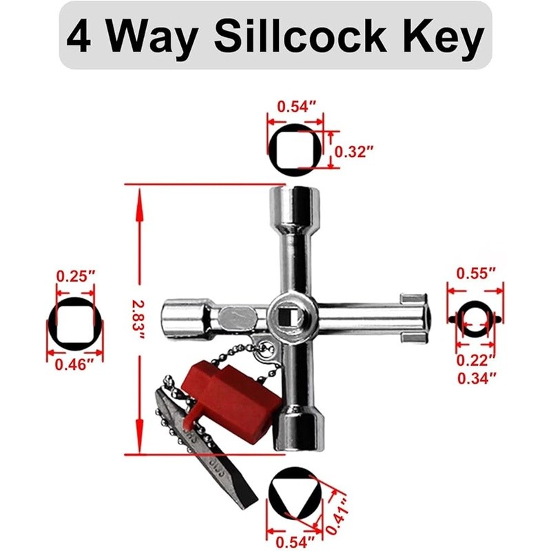 Durable Multifunctional Sillcock Key Zinc Alloy Water Control Tool Emergency Use