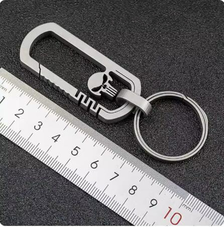 Titanium Alloy Skull Quick Release Hanging Buckle Car Keychain Key Ring EDC Gift
