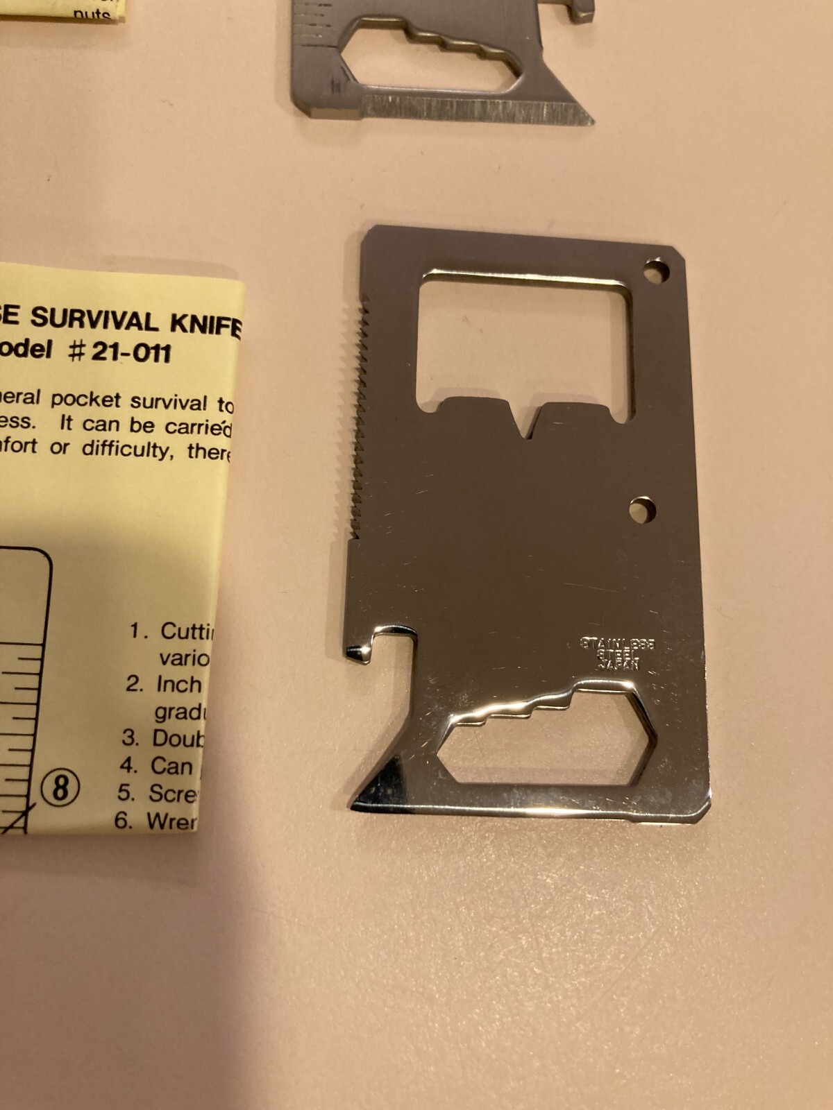 Gutmann Cutlery Multipurpose Survival Knife Tool Model 21-011 Wallet Pocket Card