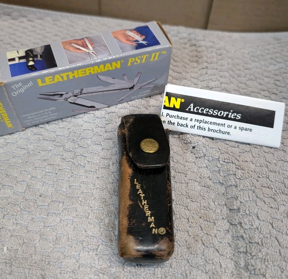Vintage Leatherman PST II Multi-Tool With Original Box Leather Sheath Manual