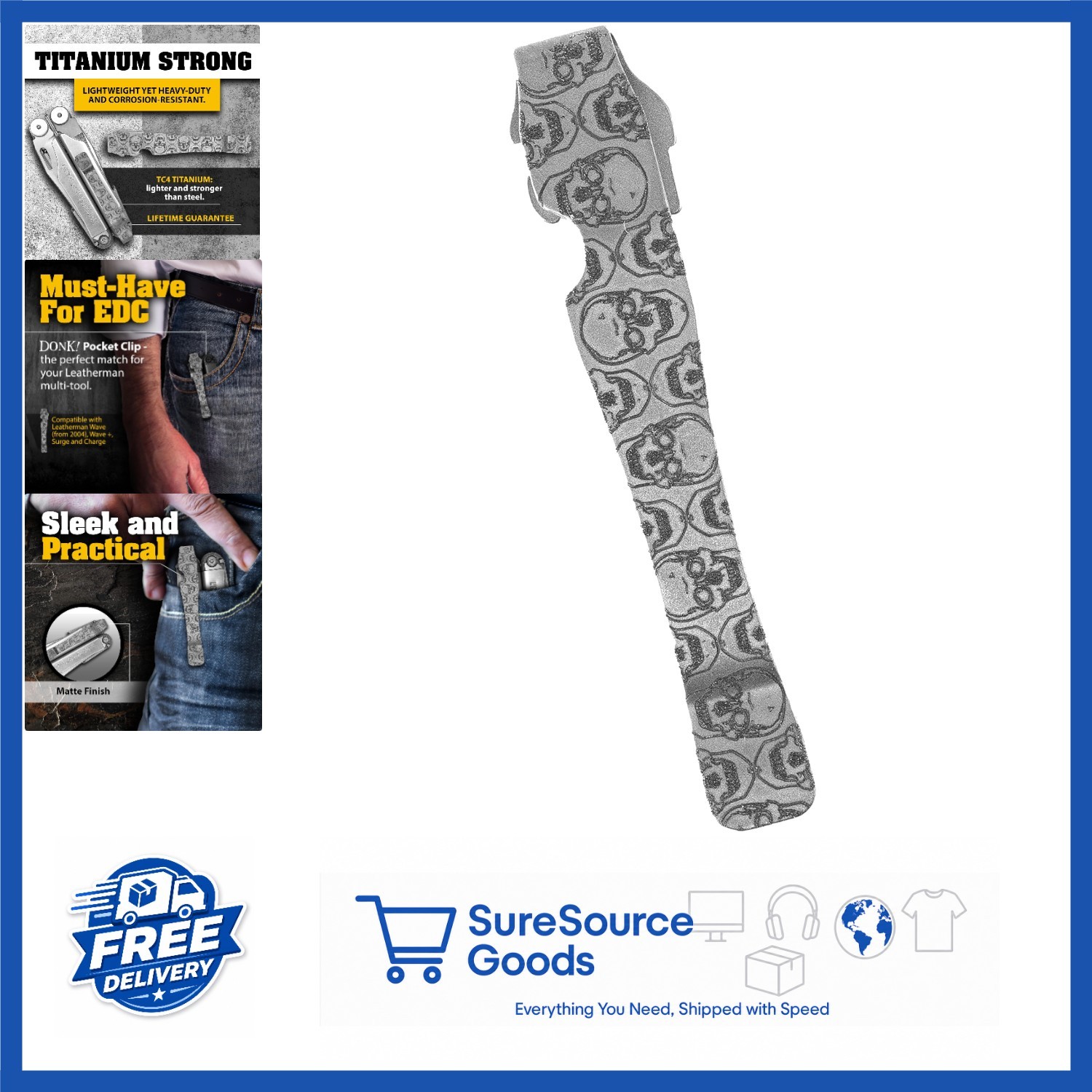 Extra Carry Pocket Clip for Leatherman Wave Series – Titanium TC4, Quick Release
