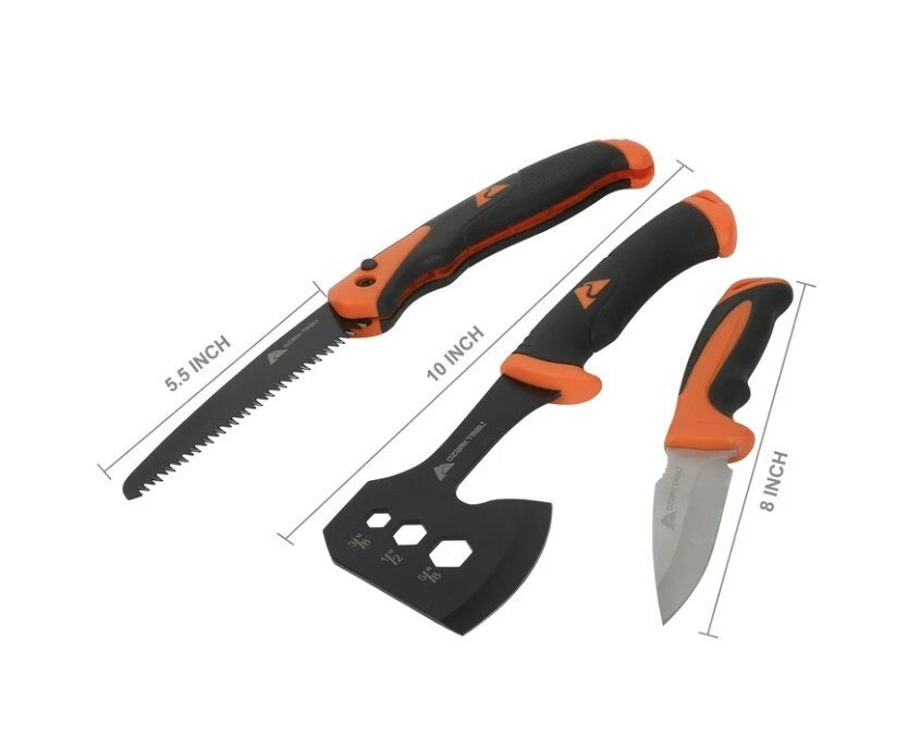 Ozark Trail 7-Piece Camping Tool Set with Hammer, Axe, Flashlight, and Knives,