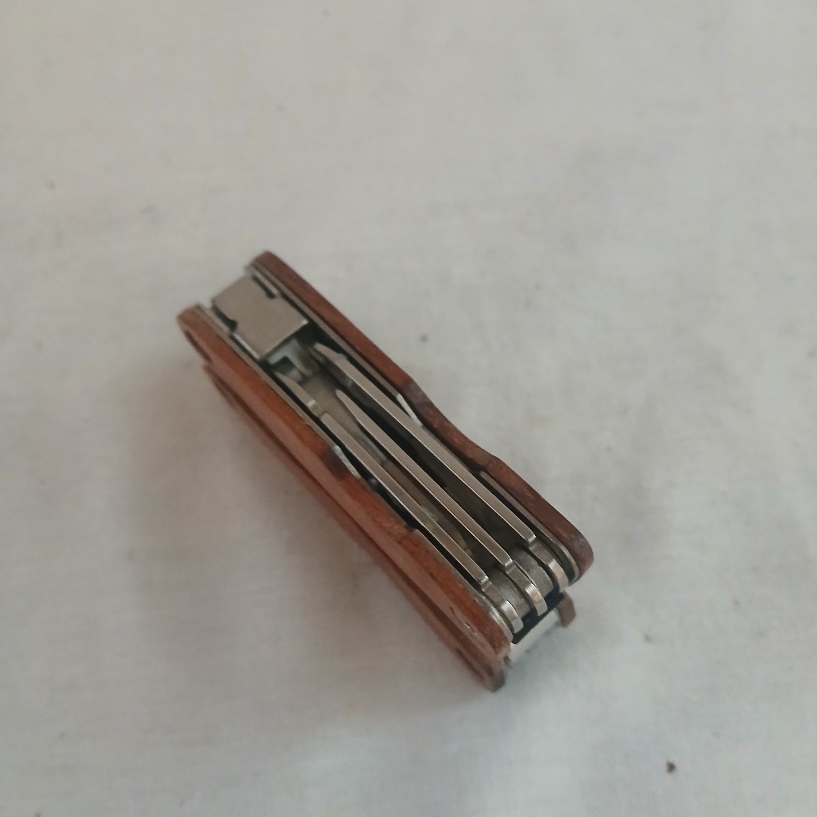 Teak wood Mini Multi Tool 9 Tools Quality 3 inches When Closed Vivid Grain