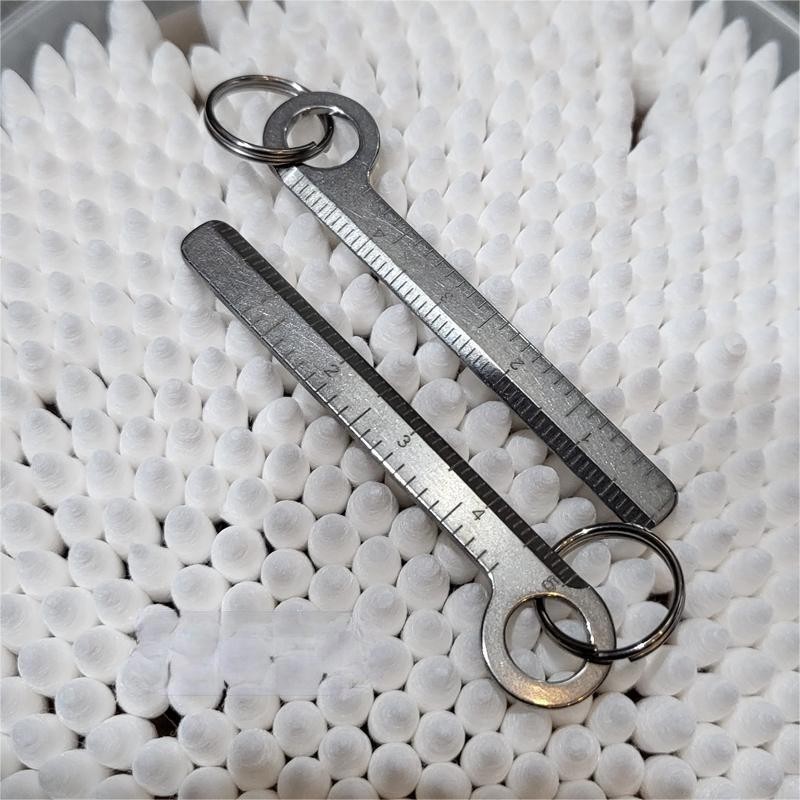 Mini Titanium Ruler CM Inch Scale Keychain Pendant Key Ring EDC Measuring Tool