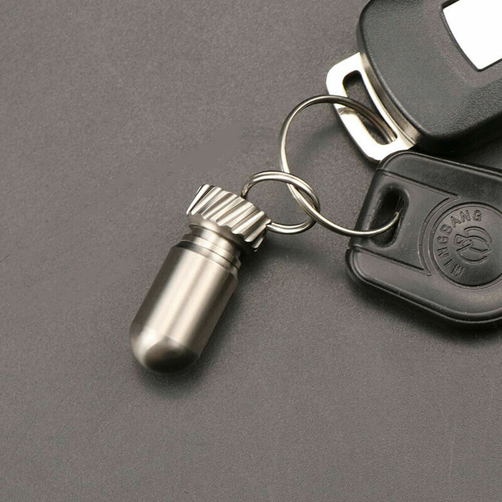 EDC Titanium Multi Tool Waterproof Portable Medicine Bottle Key Pendant Box Kit