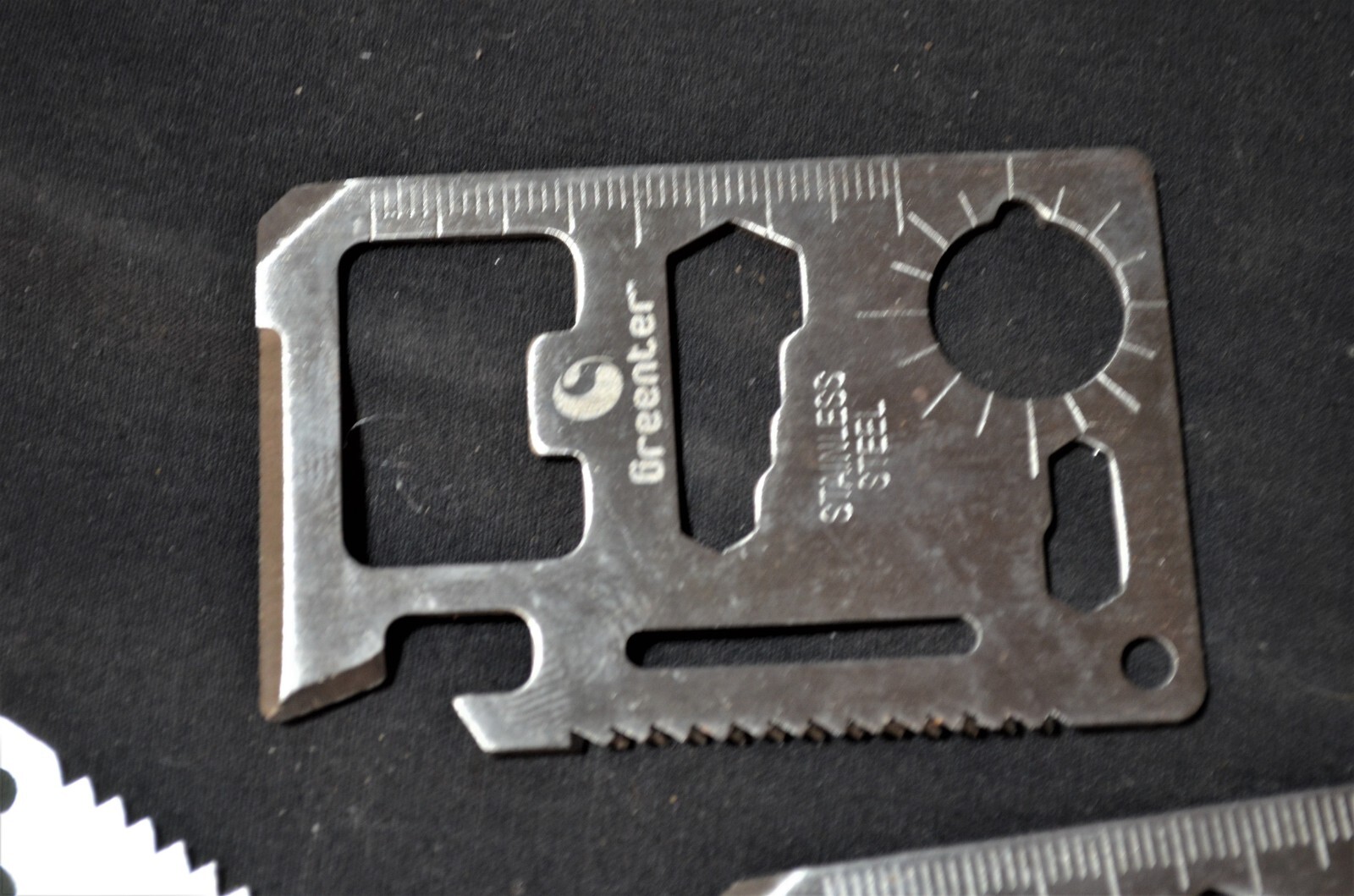 Wallet Size Multi Survival Tool Metal Thin Small, Silver Tone in Pouch Outdoors
