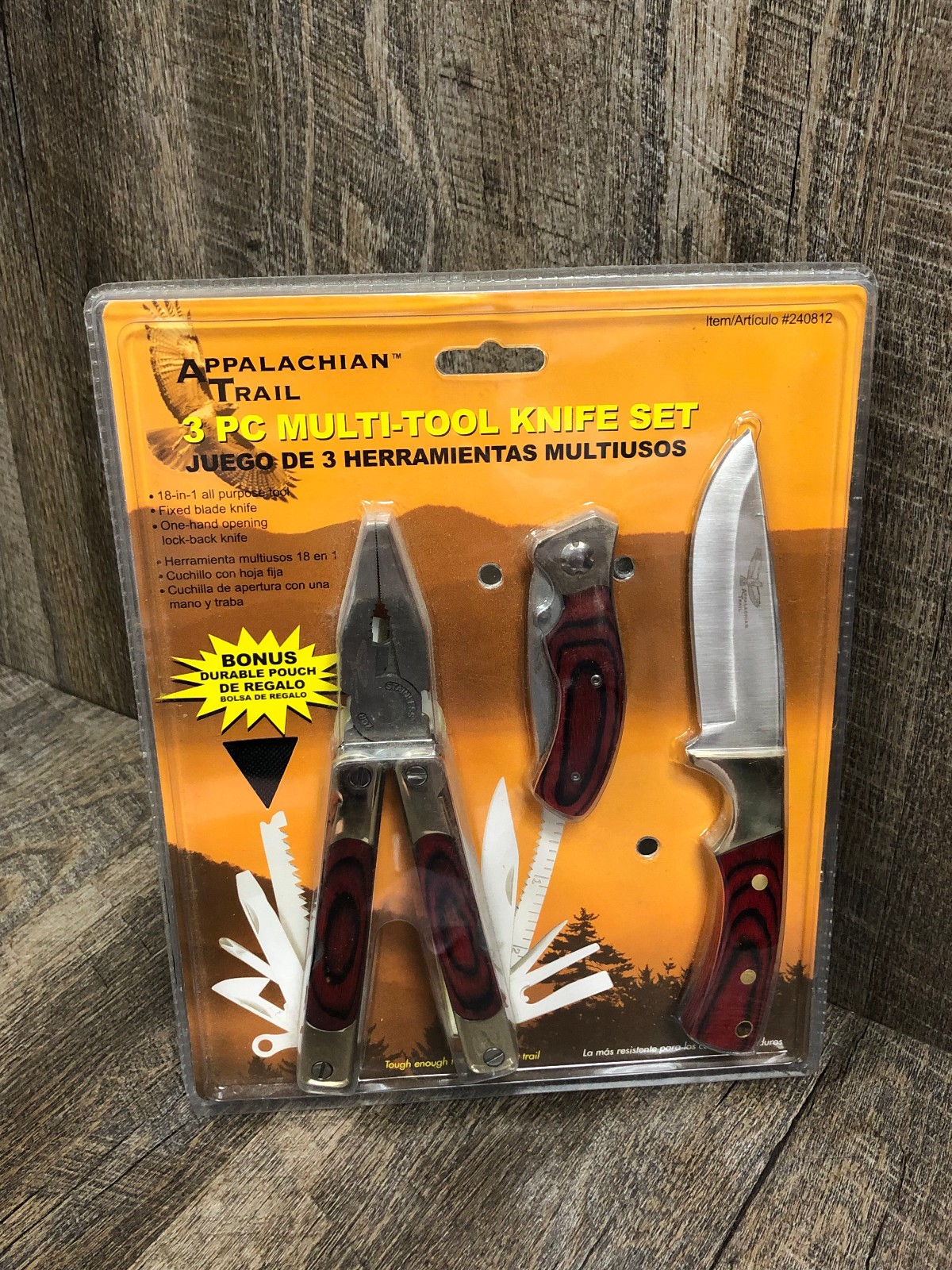 SEALED Appalachian Trail 3 Pc Multi All Purpose Tool Knife Set w/ Pouches #51120