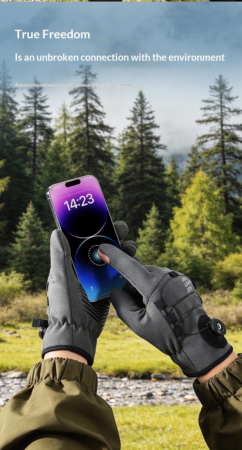 Button style windproof and cold proof outdoor hiking and cycling warm gloves