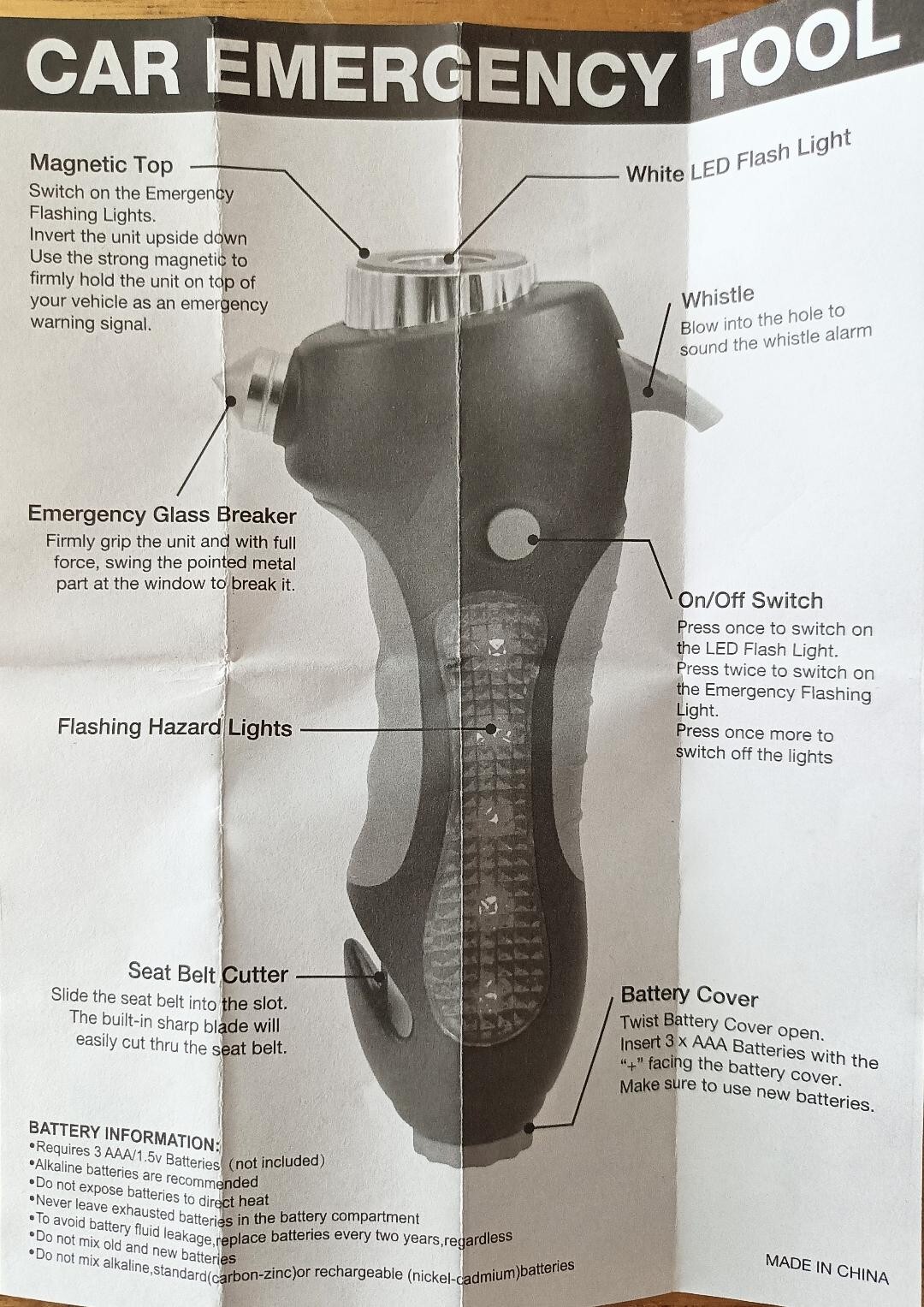 6-1 Multi-Purpose Emergency Car Tool