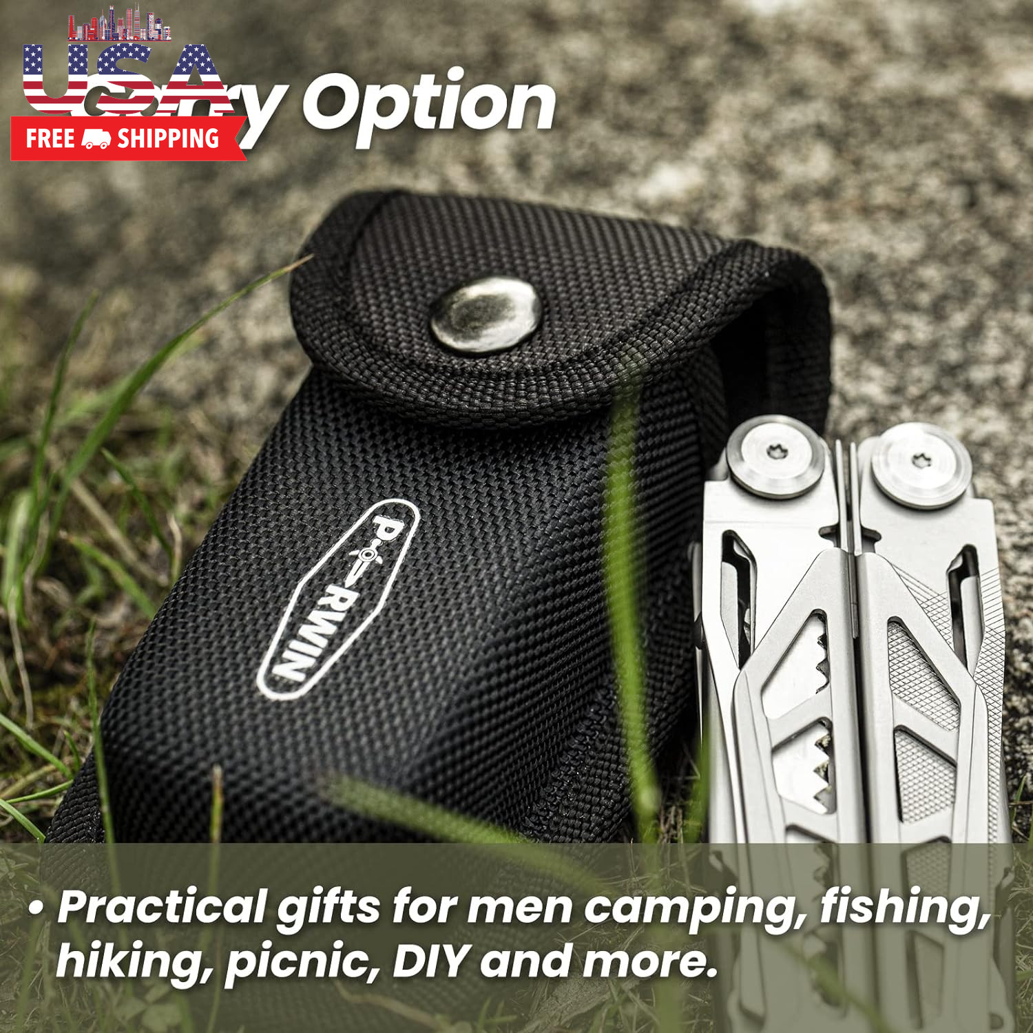 Multitool, 17-In-1 Stainless Steel Multi Tool Pliers with Self-Locking, Pocket K