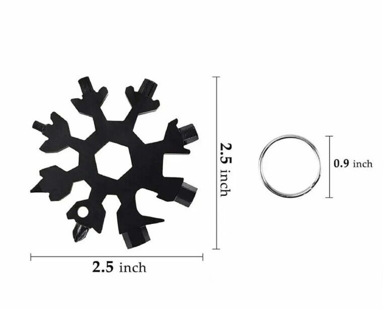 Lot of (4) 18 In 1 Portable Stainless Snowflake Multi Tool Screwdriver Key Chain