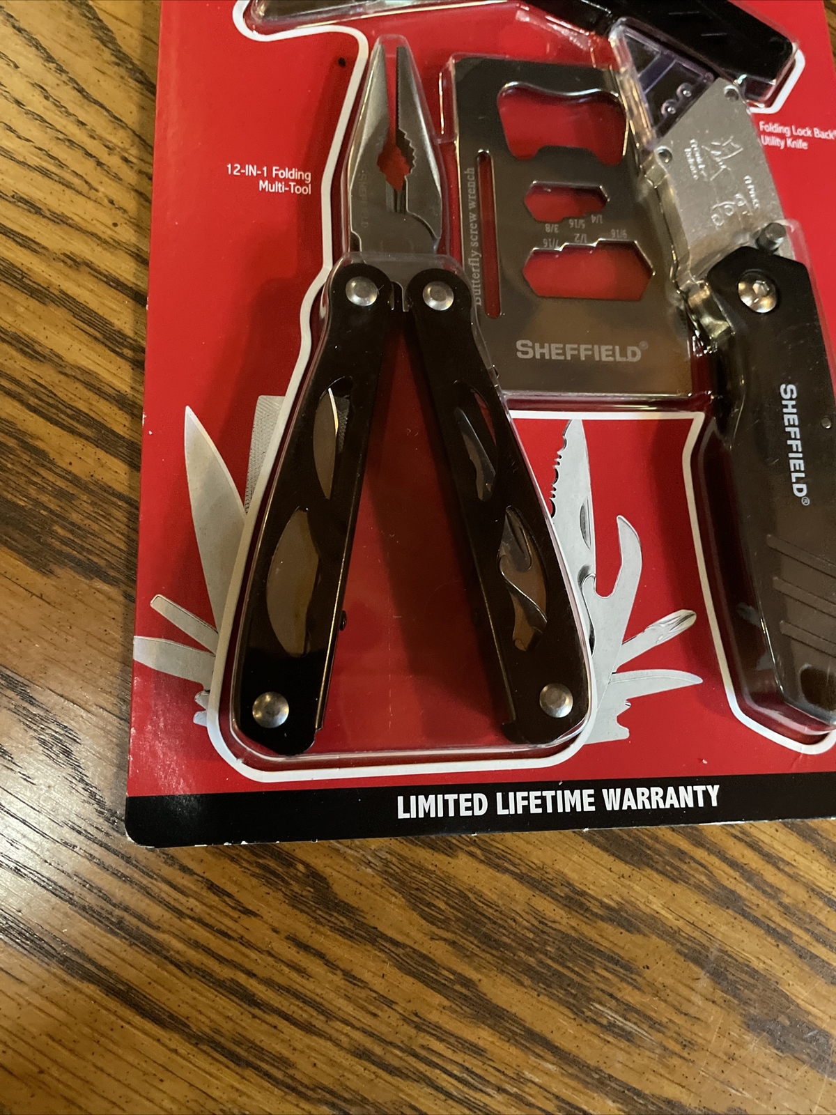 Sheffield 4 Piece Multi-Tool, Credit Card Wrench, Bottle Opener & Razor Knife A3