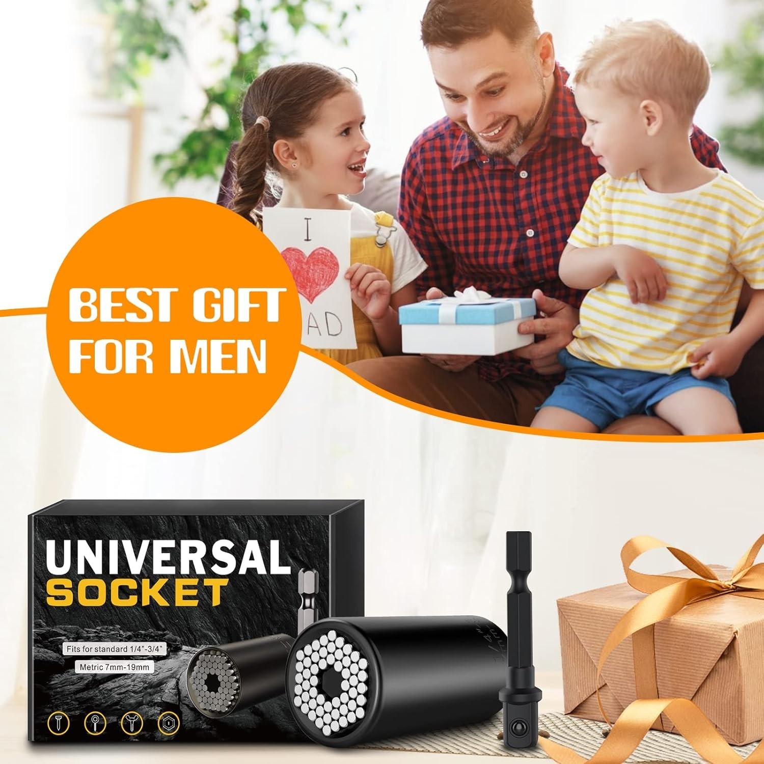 Fathers Day Universal Socket Tool Gift for Dad Husband Men 7-19mm Kit