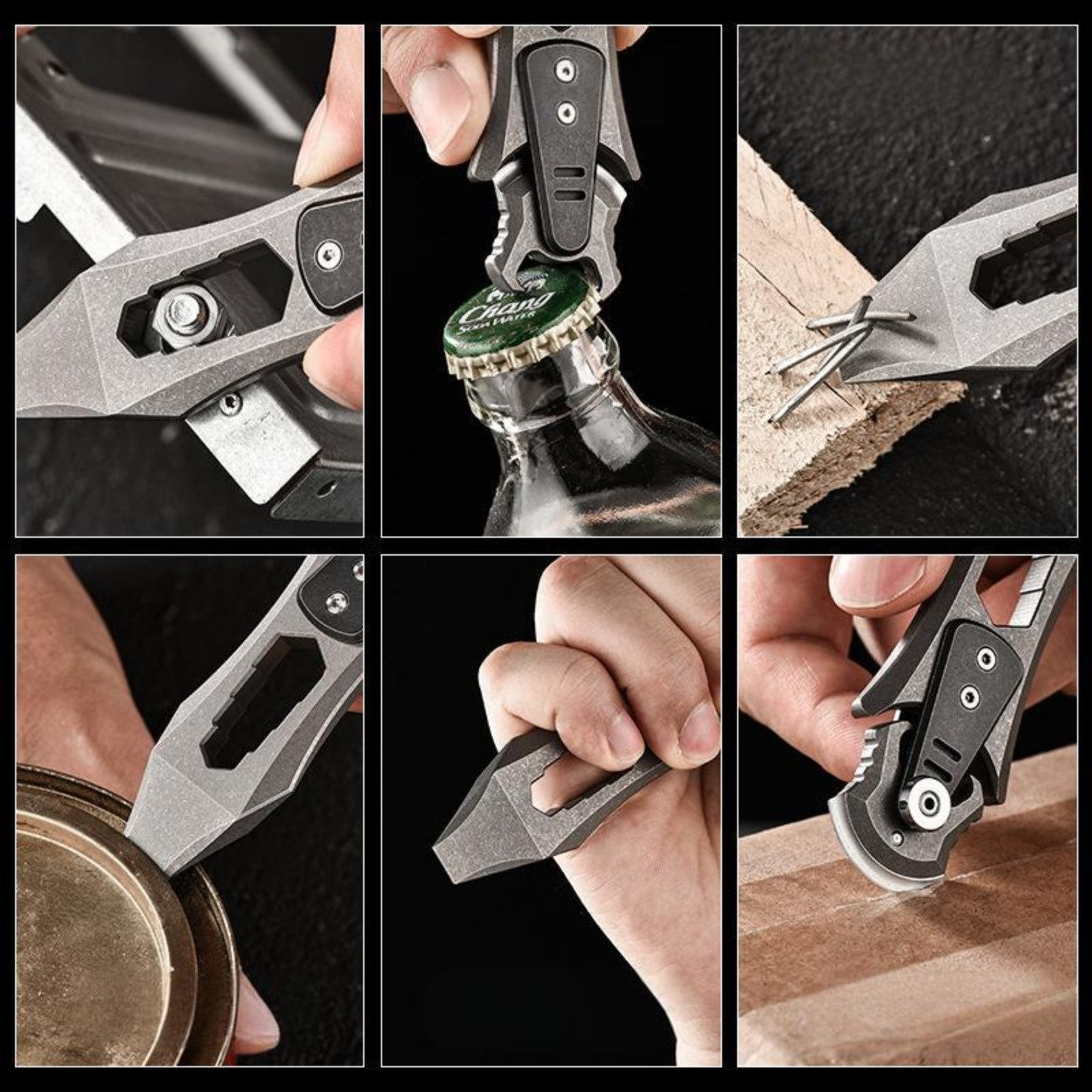 Titanium Alloy EDC Tool Pry Bar Multi Function Bottle Opener Wrench Outdoor