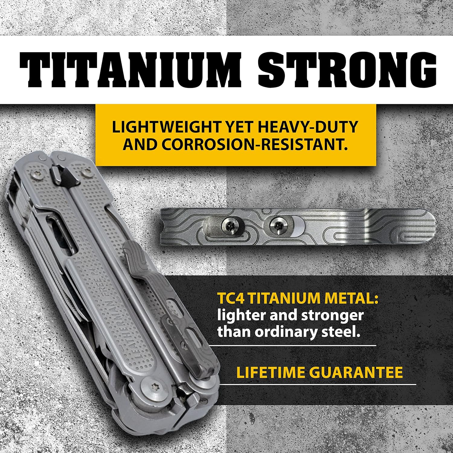 Titanium Pocket Clip. Made for Leatherman Free (P2, P4, T2 & T4) Curl & Bond. TC