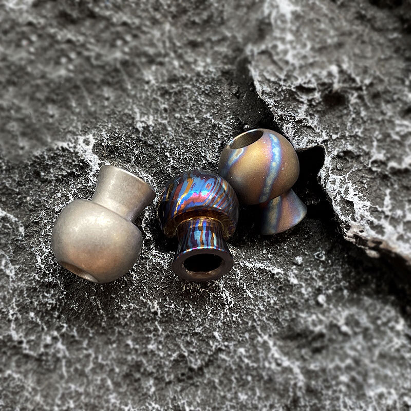 EDC Titanium Alloy Timascus Mushroom Key DIY Pendant Bead Parachute Cord Lanyard