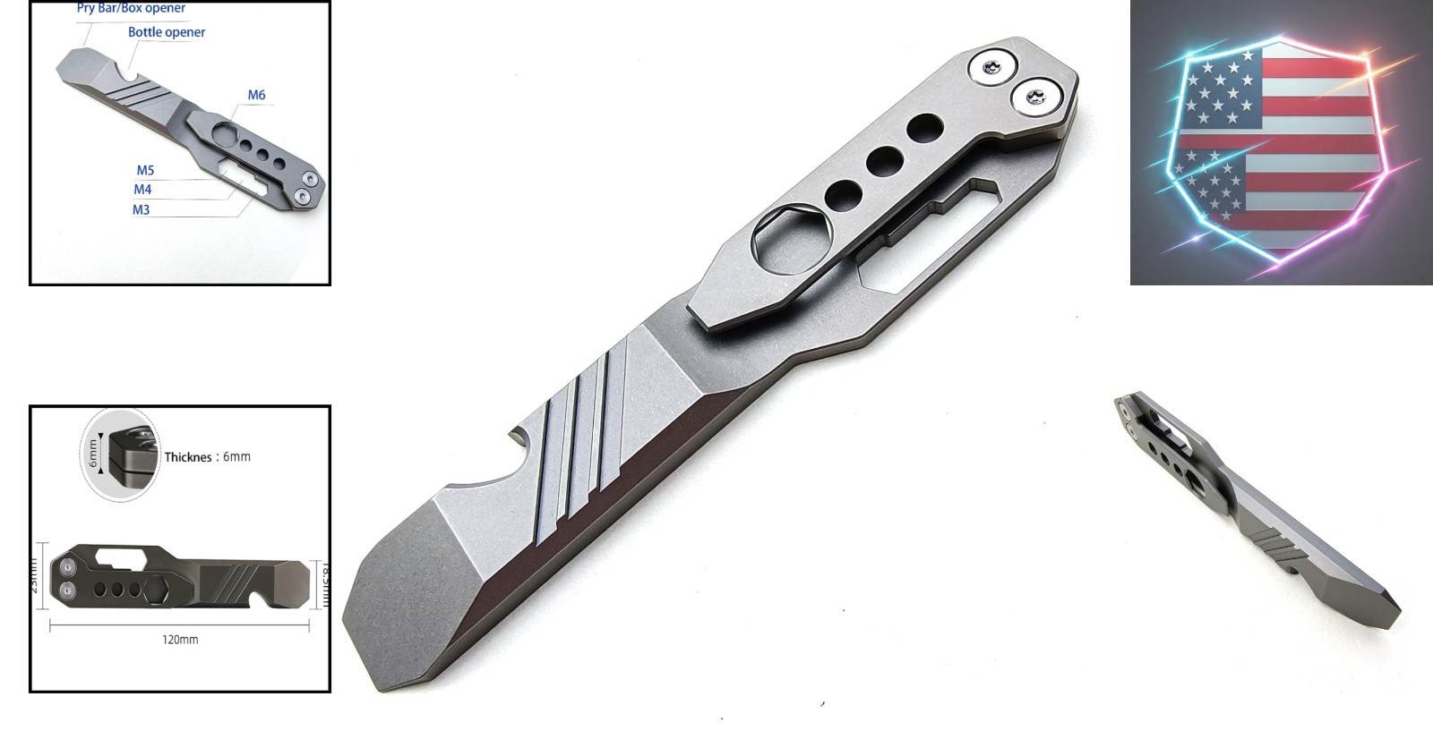 Titanium Pry Bar Outdoor Prybar EDC Wrench Bottle Opener Multi-function tool …