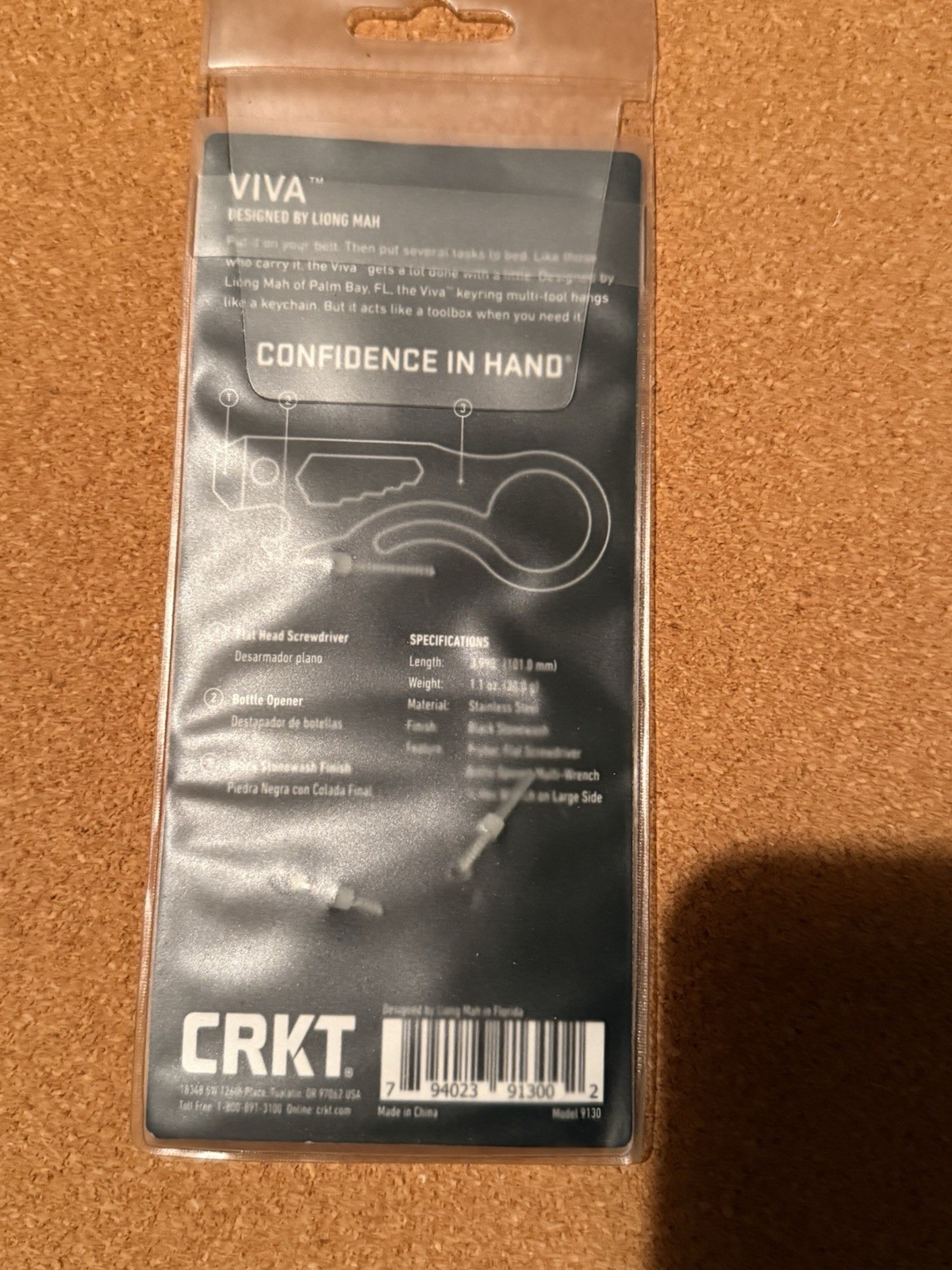 CRKT Viva Multi-Tool Keyring Black Stonewash Screwdriver Bottle Opener Wrench