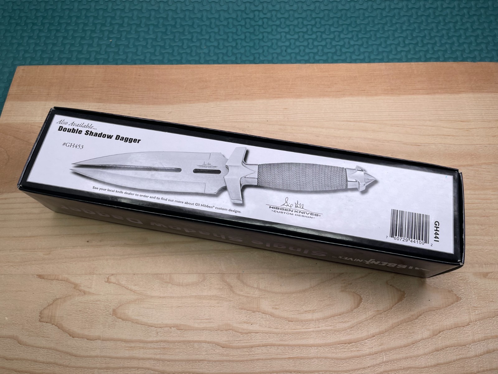 GIL HIBBEN Silver Shadow Dagger Knife With Leather Sheath – Double-Edged Blade