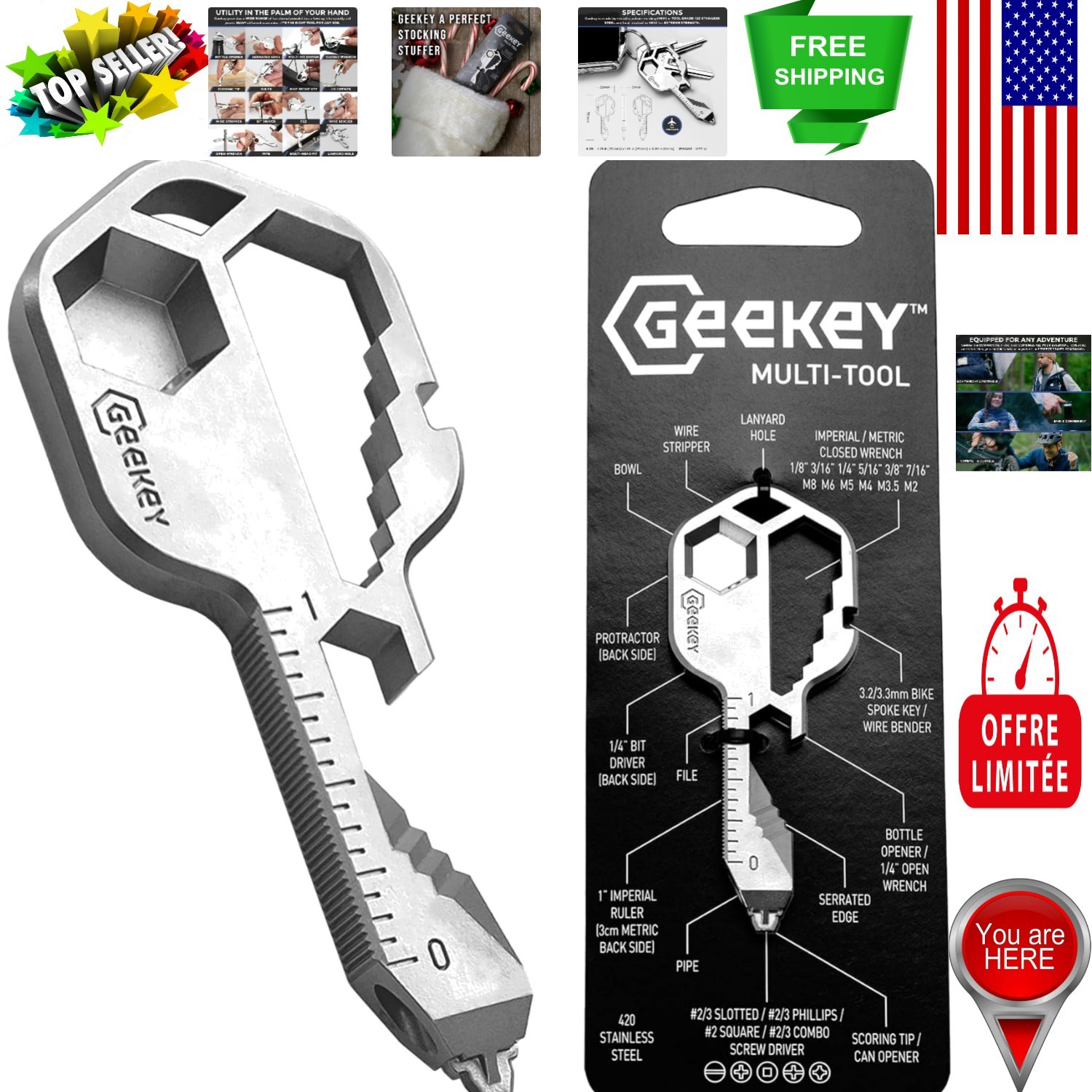 Portable Keychain Multitool with 16+ Functions – Perfect for Outdoor Adventures