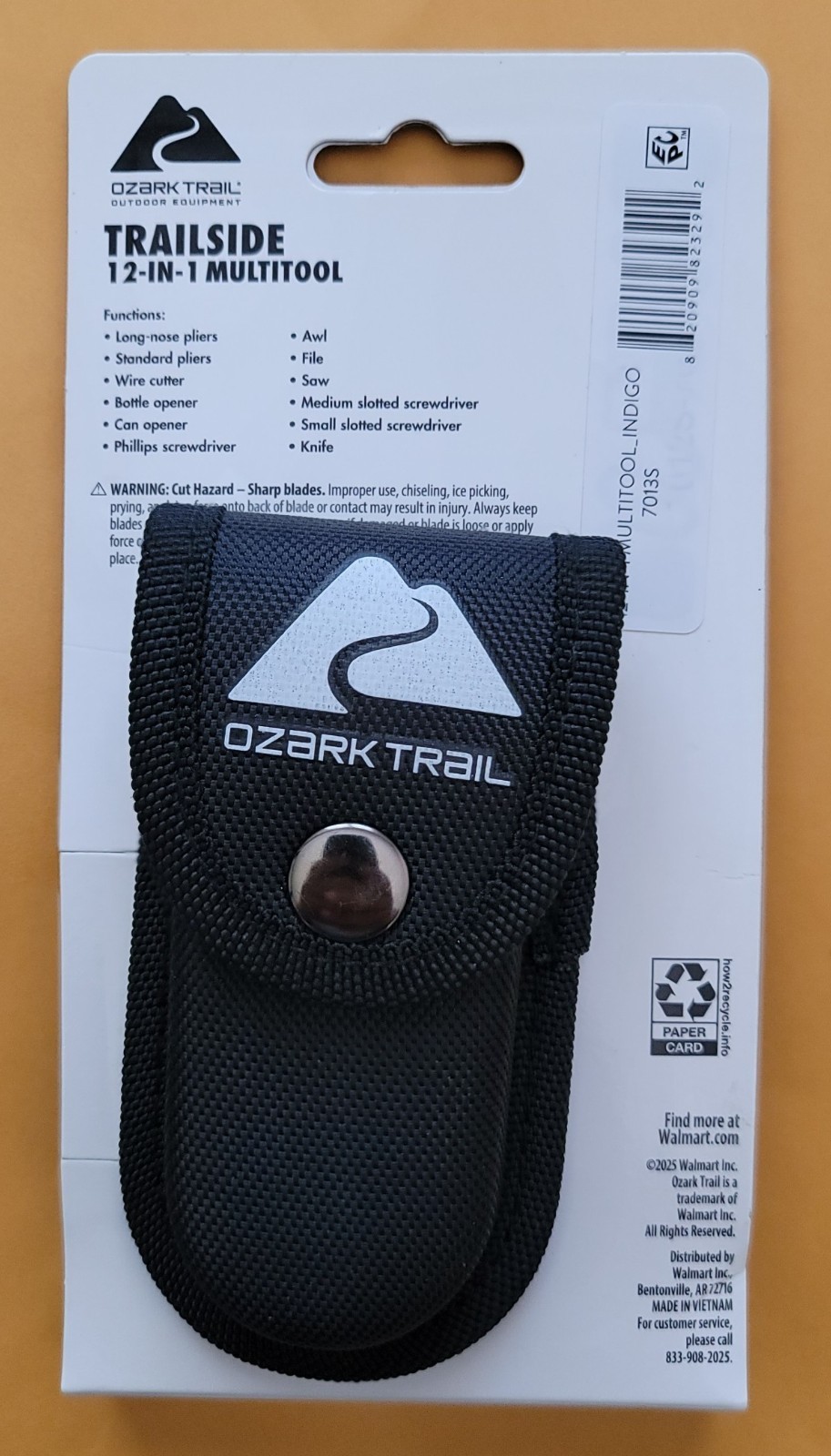 Ozark Trail Trailside 12 In 1 Multi Tool With Nylon Sheath & 4-Function Whistle