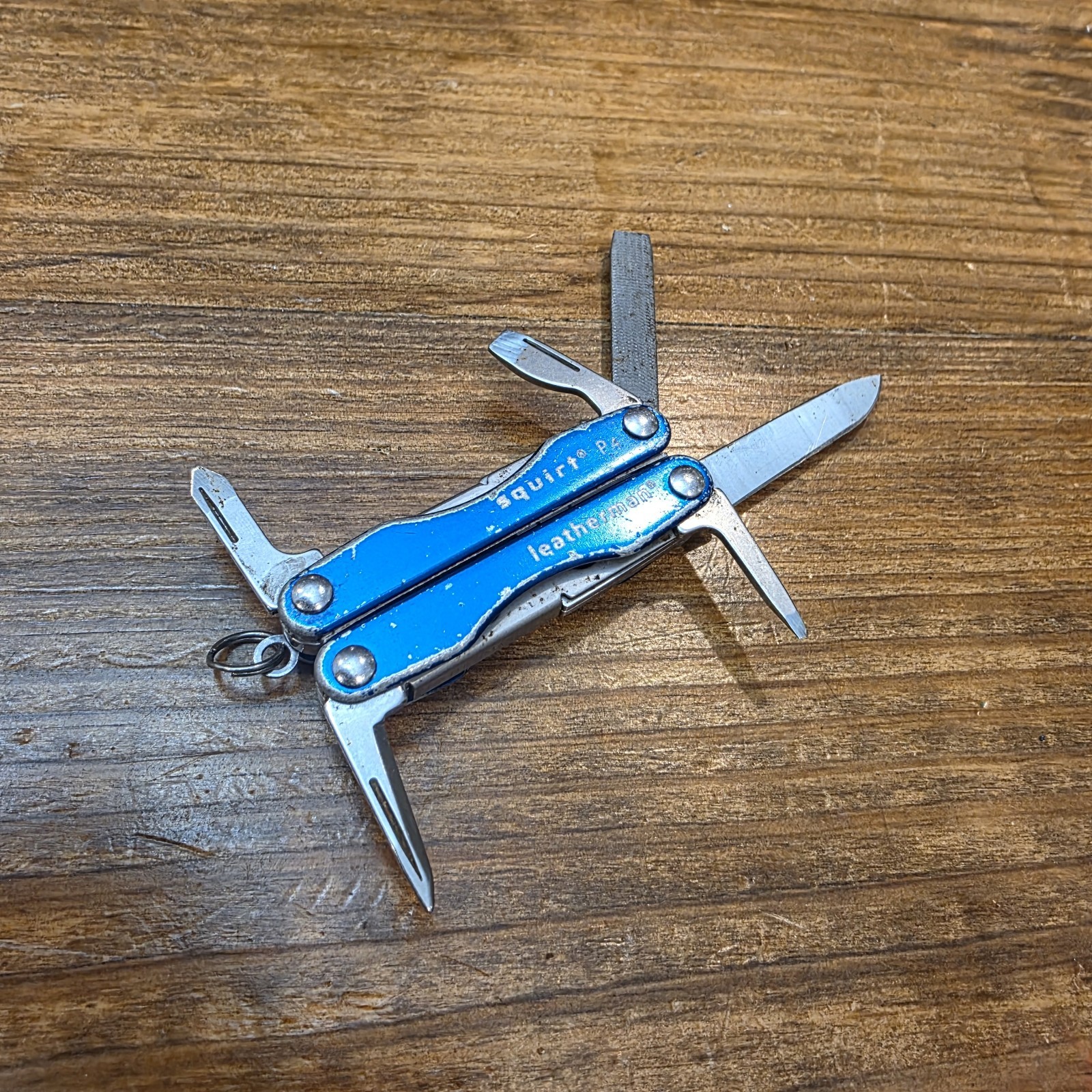 Multi Tool Leatherman Squirt P4 Blue knife Pliers Opener Keychain