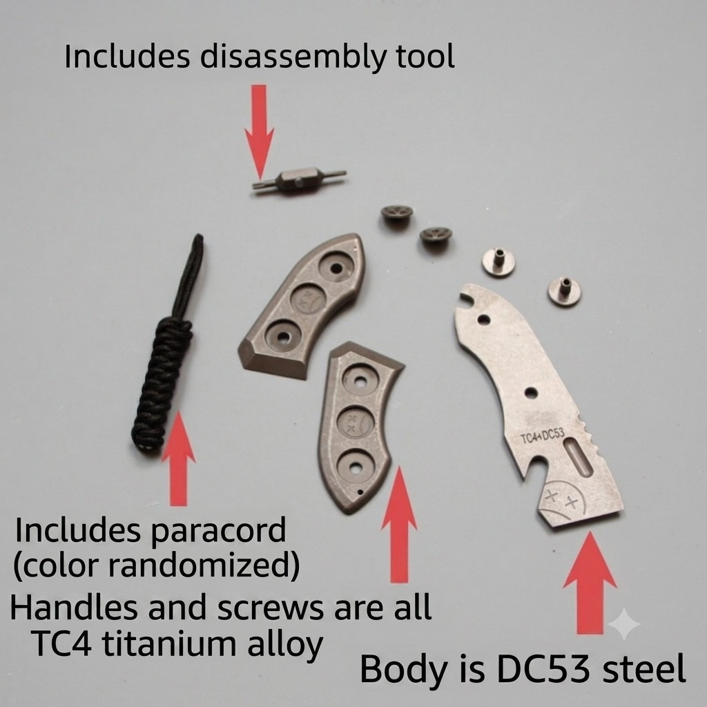 Titanium Alloy DC53 Steel EDC Pry Bar Bottle Opener Pocket Multi-tool Lanyard