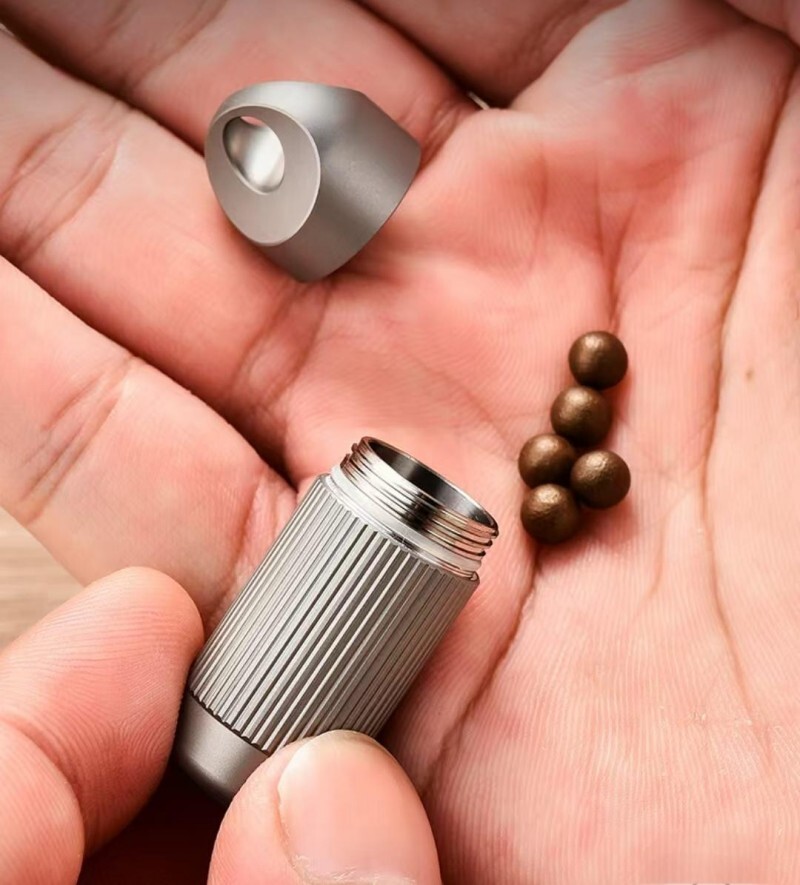 Titanium Pill Holder Case Organizer Container Waterproof Portable Keychain EDC