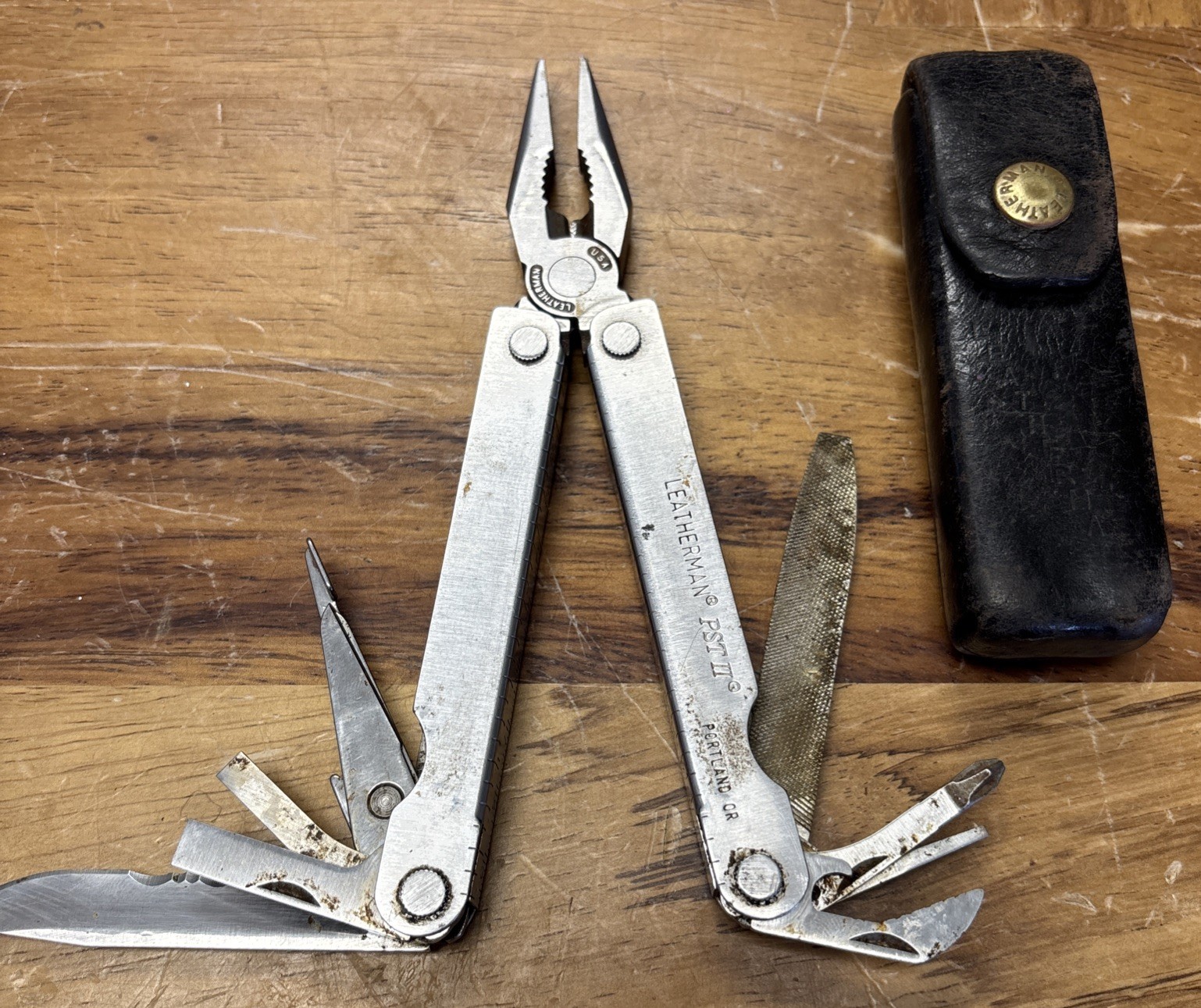 Leatherman PST II Vintage Multitool With Black Leather Sheath Heavy Use