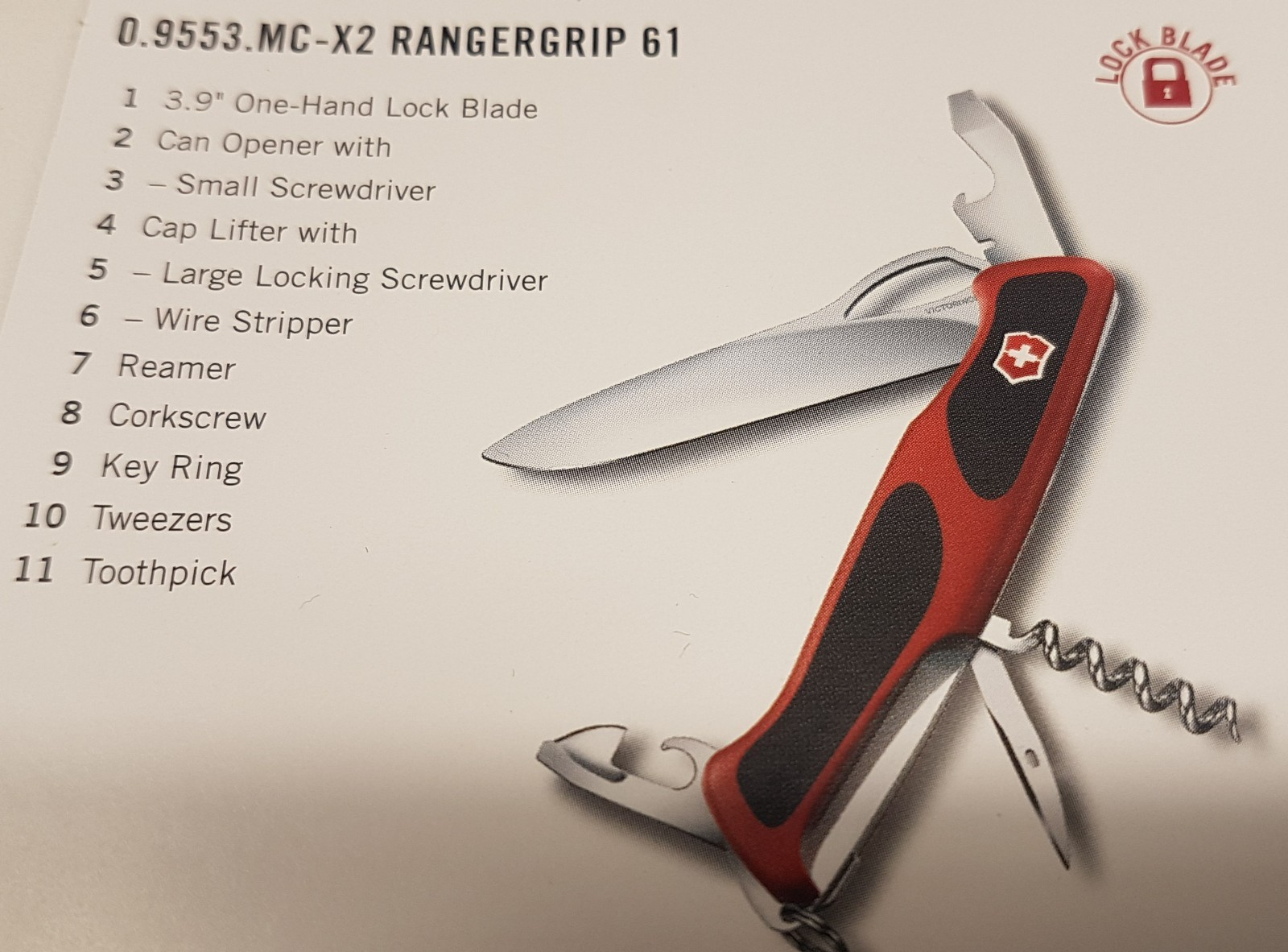 Victorinox Swiss Army Knife RangerGrip 61 Red / Black NOS 1 without BOX