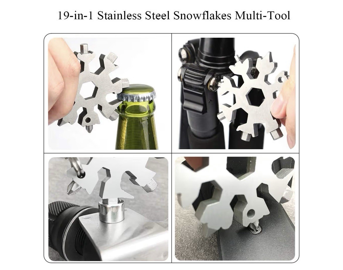 Stainless Steel 19 Function Multi Tool Snowflake EDC Wrench Screw On The Go New