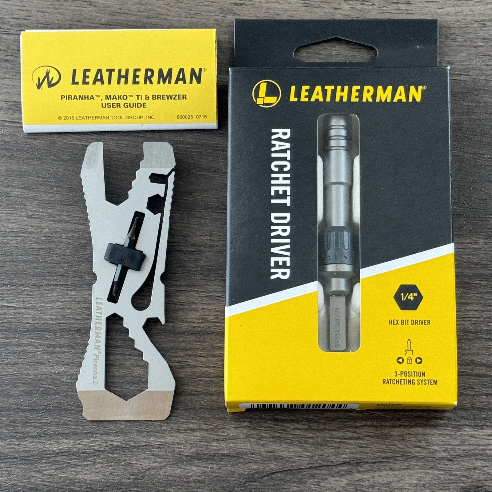 Leatherman Ratchet Driver & Leatherman Piranha II multitool bundle